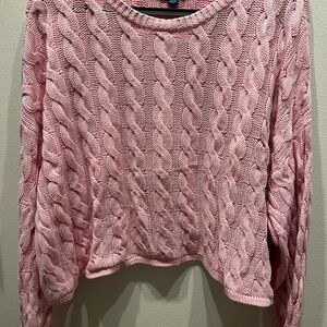 American Eagle Outfitters Pink Cable Knit Sweater